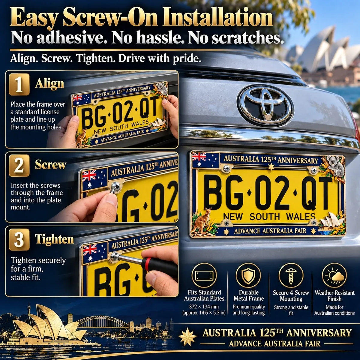 🦘🐨 Australia 125th Anniversary Commemorative Metal License Plate Frame