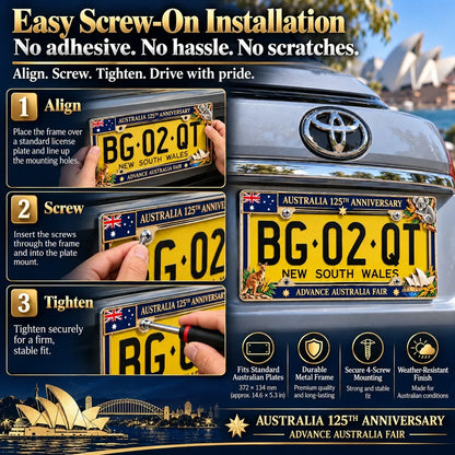 🦘🐨 Australia 125th Anniversary Commemorative Metal License Plate Frame