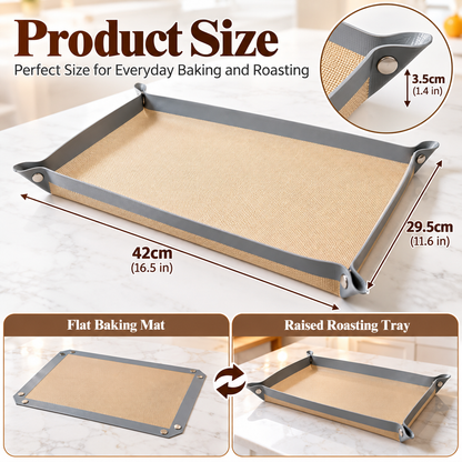 Snap-Lock Silicone Baking Mat – 2-in-1 Nonstick Oven Liner & Raised-Edge Roasting Mat