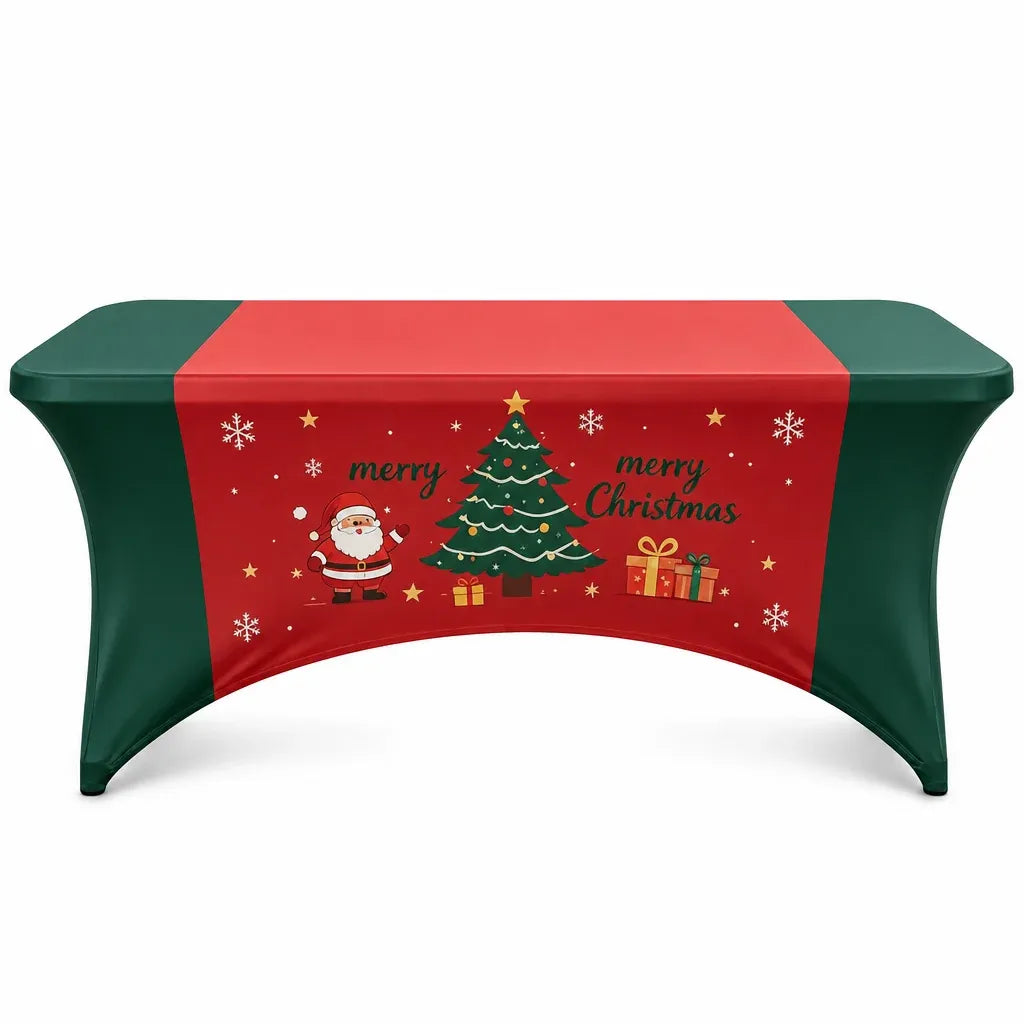 Christmas Stretch Fitted Table Cover for Rectangular Tables