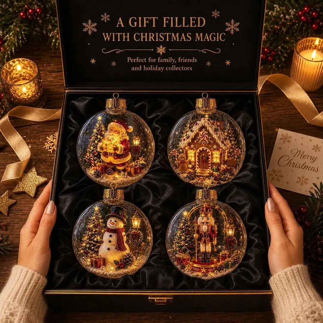 🎄 Lighted 3D Christmas Globe Ornament – Warm LED Mini Winter Scene Holiday Decor