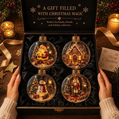 🎄 Lighted 3D Christmas Globe Ornament – Warm LED Mini Winter Scene Holiday Decor