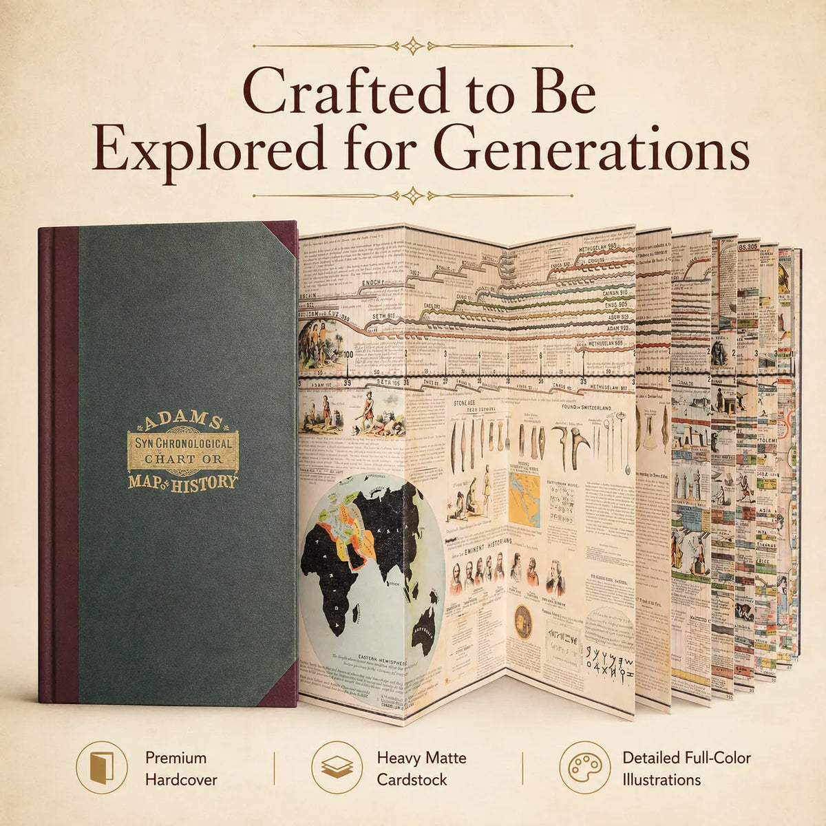 Adams’ History Timeline – Fold-Out Bible & World History Hardcover Chart