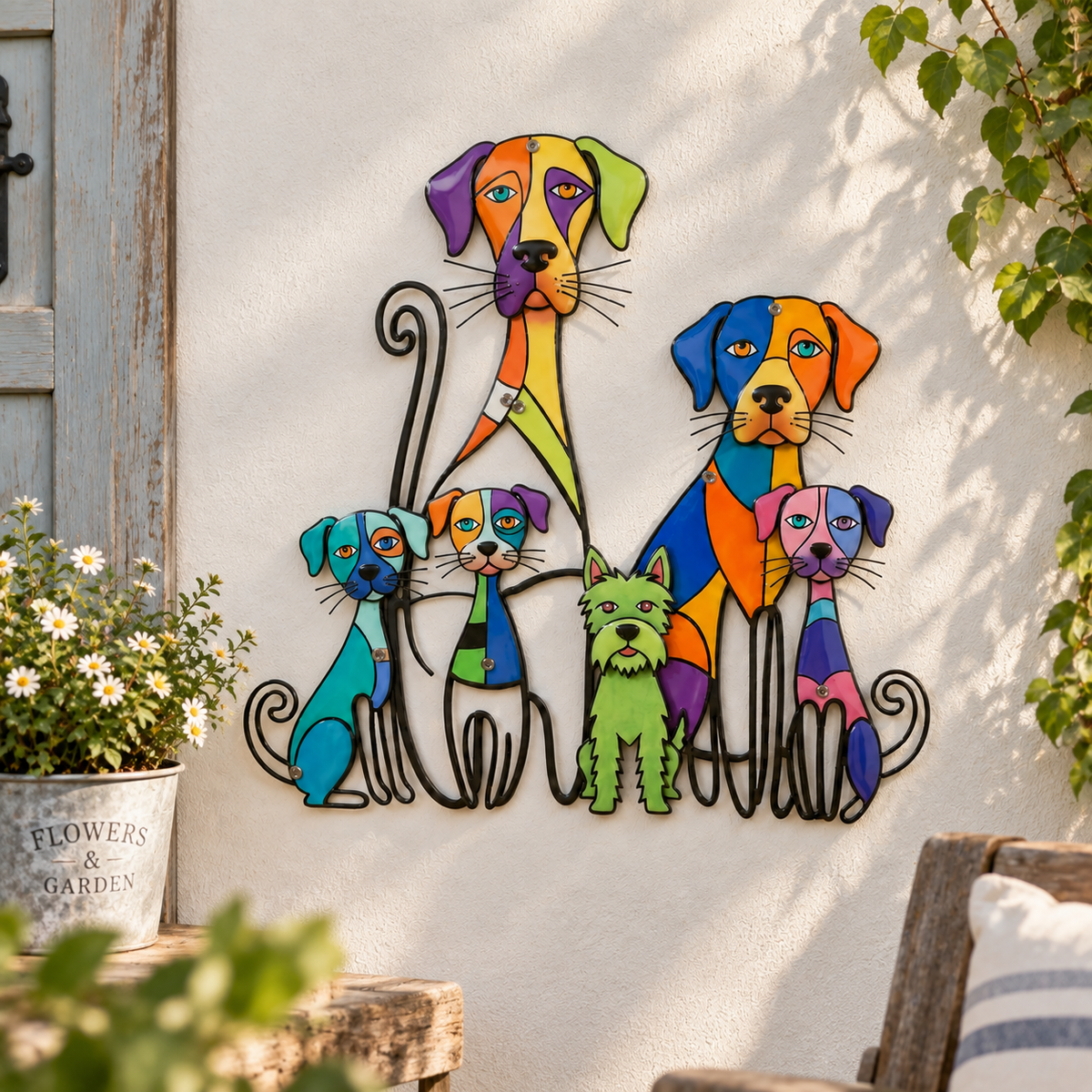 🐶Colorful Dog Family Metal Wall Decor