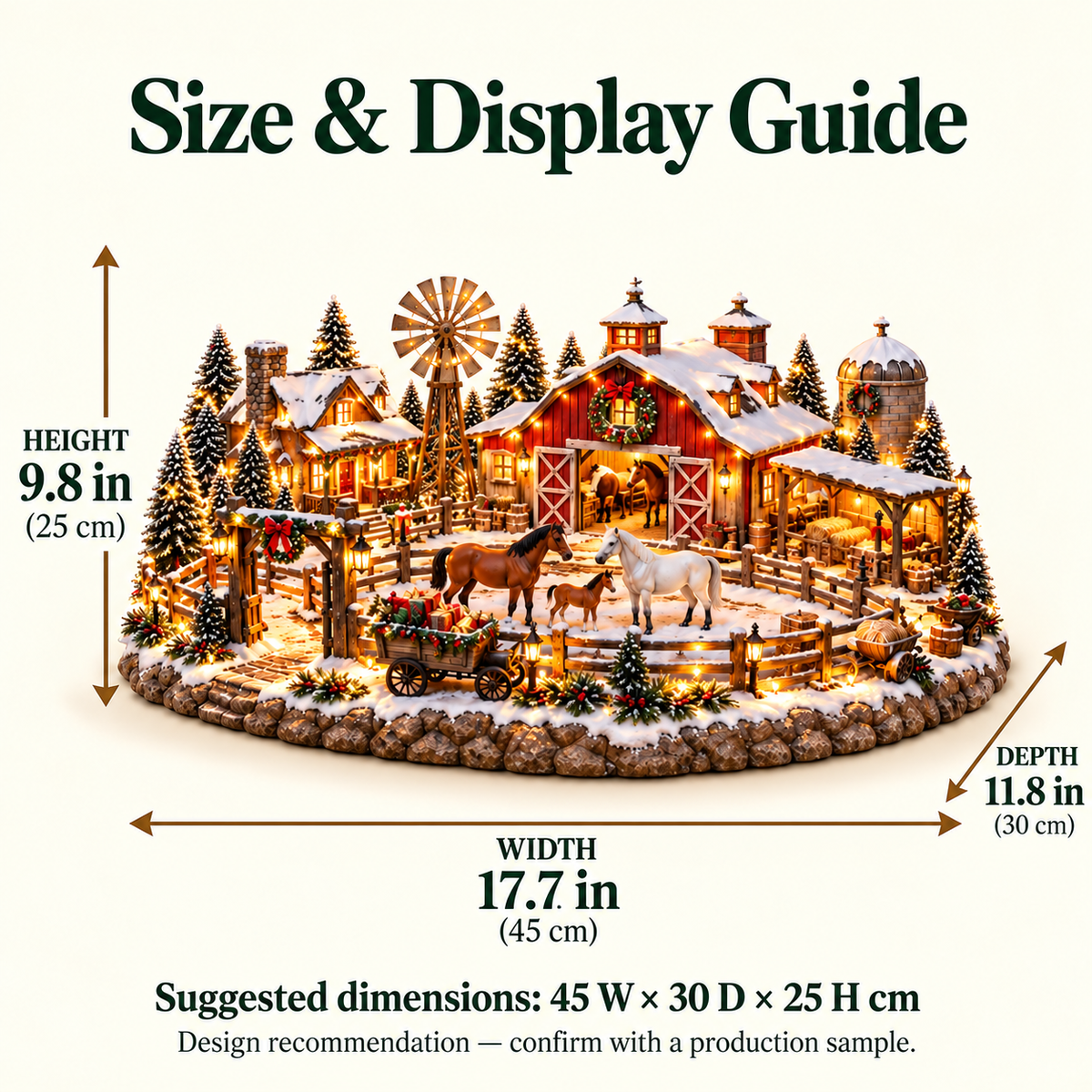 🎄🔥Christmas Horse Stable Village – Lighted Equestrian Holiday Scene ✨