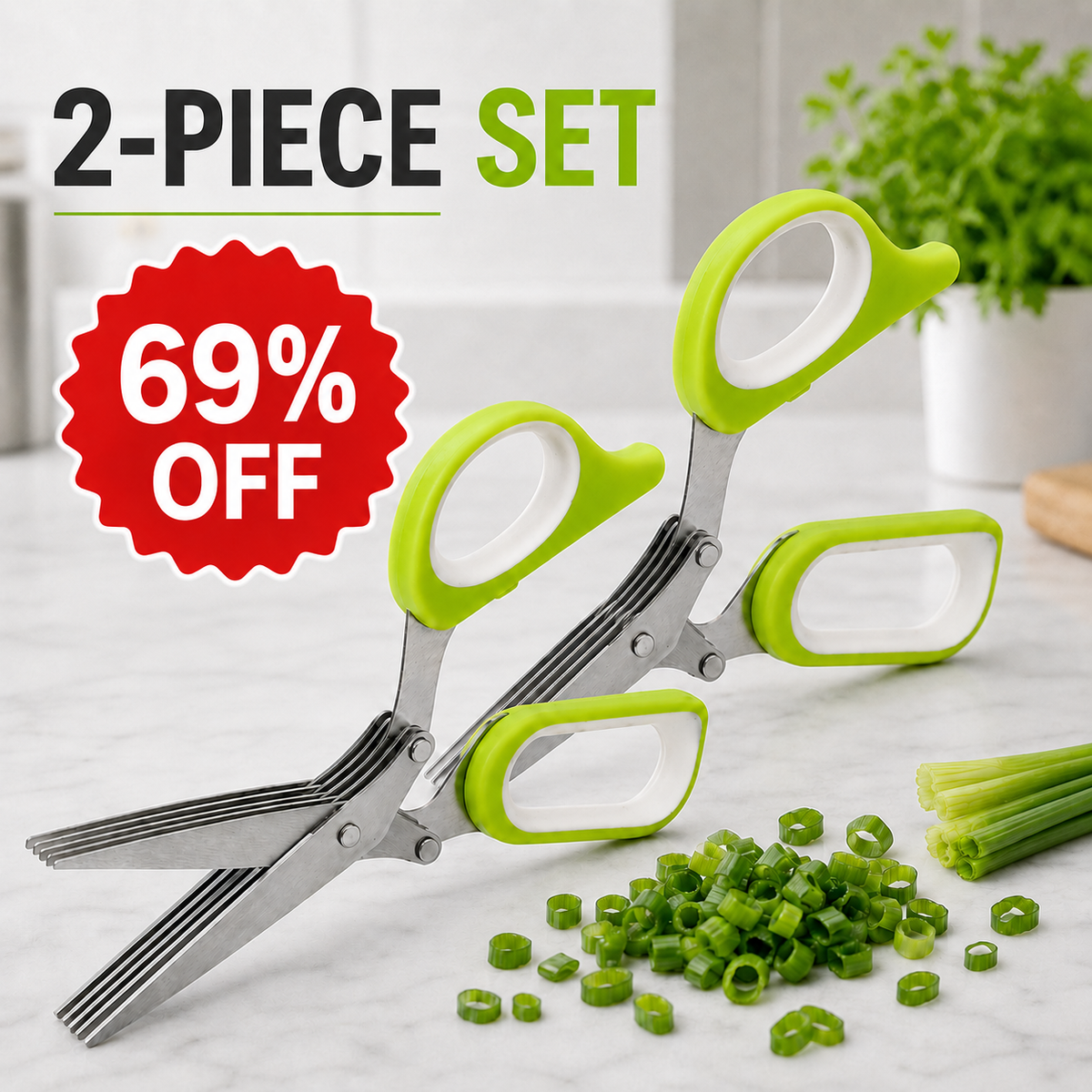 🌿 50% OFF 5-Blade Herb Scissors – Chop Fresh Herbs in Seconds