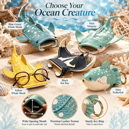 🔥Last Day 50% OFF-Premium Leather Whale Shark Coin Purse | Hand-Stitched Ocean Key Holder