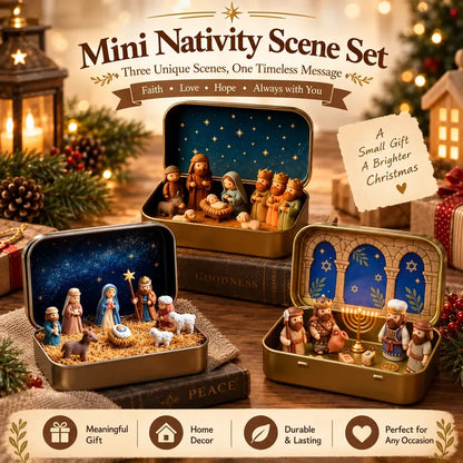 ✝️Religious Pocket-Size Mini Nativity Scene Set with Storage Box