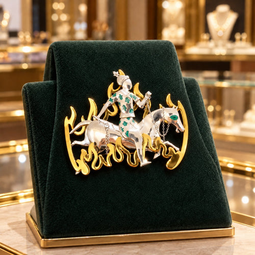✨ Handmade 925 Sterling Silver Equestrian Brooch – 2-in-1 Suit Pocket Accessory 🐎🕴️