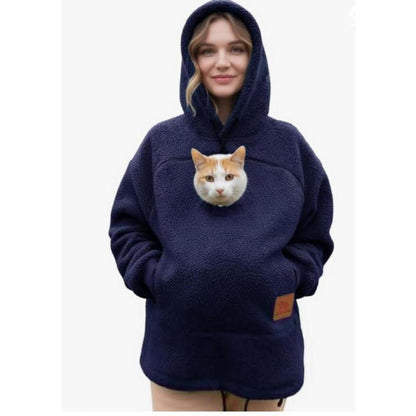 Sherpa Pet Carrier Hoodie with Cozy Kangaroo Pouch for Small Cats & Dogs