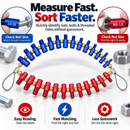 Hot sales🔥26-in-1 Detachable Nut & Bolt Thread Size Gauge – SAE & Metric