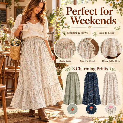 🌸 Boho Floral Maxi Skirt (One Size) – A Little Romance in Every Step