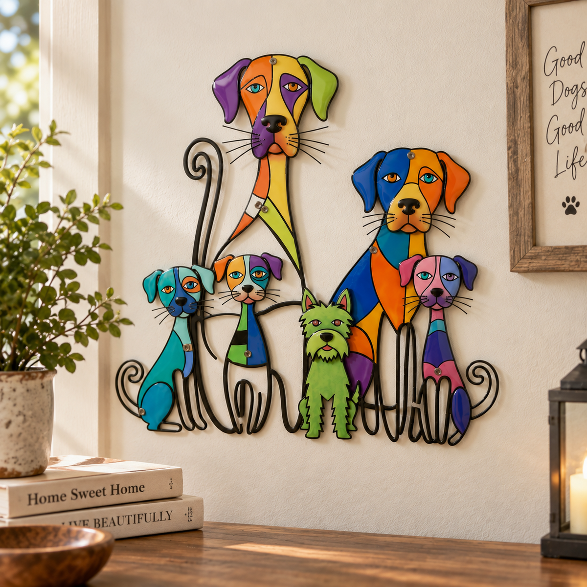 🐶Colorful Dog Family Metal Wall Decor