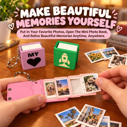 📖 Personalized Mini Photo Album Keychain – Custom Fold-Out Picture Book, Keepsake Gift for Couples, Family & Loved Ones