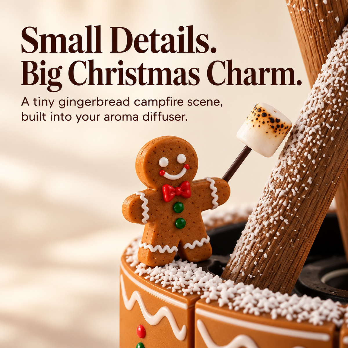 🎄 Gingerbread Campfire Aroma Diffuser – Cozy Flame Effect & Christmas Charm