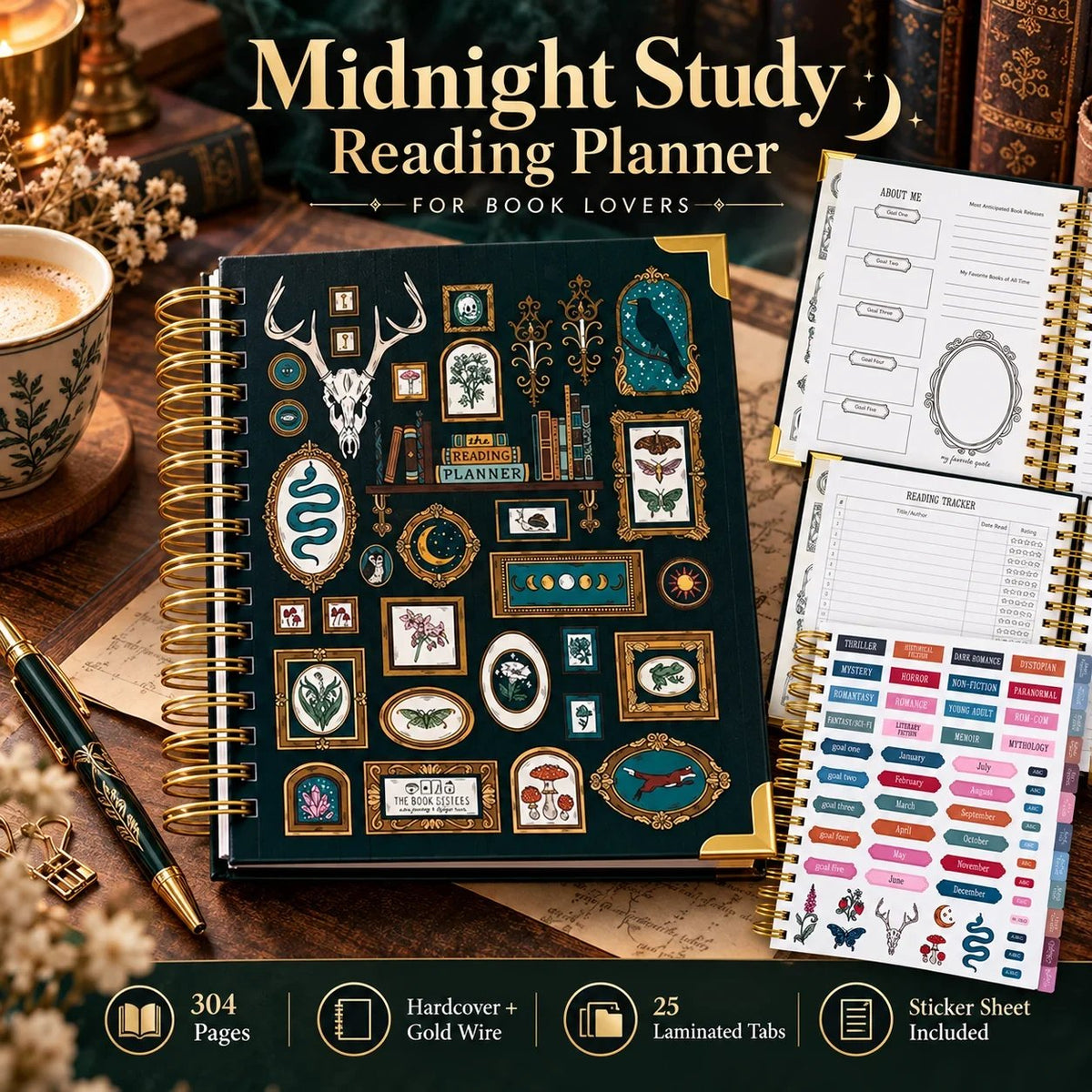 Midnight Study Hardcover Reading Planner for Book Lovers🌟Buy 2 Free Shipping