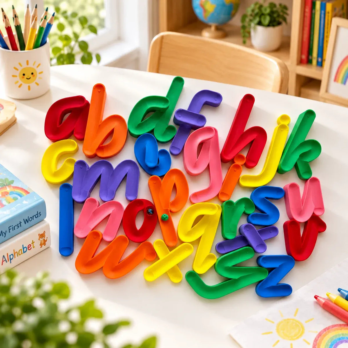 🌈 Rolling Alphabet Tracing Set – Colorful Hands-On Letter Learning Toy for Kids