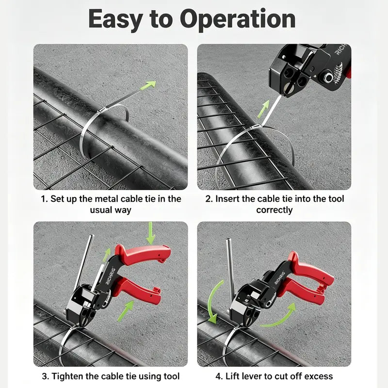 101-Piece Heavy-Duty Stainless Steel Cable Tie Tool Kit – 304 Self-Locking Metal Zip Ties with Tensioning Cutter & Release Tool