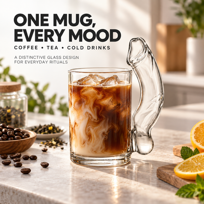 🥤 50% OFF Built-In Straw Glass Mug – The Handle Is Also the Straw