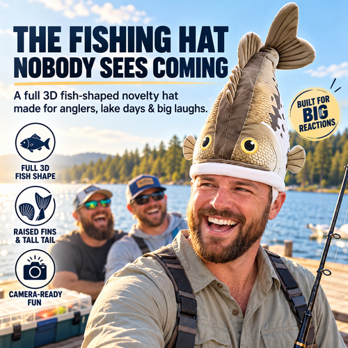 🔥Last day 50% OFF🐟 3D Fish-Shaped Novelty Hat — Funny Fishing Gift for Anglers, Lake Days & Parties