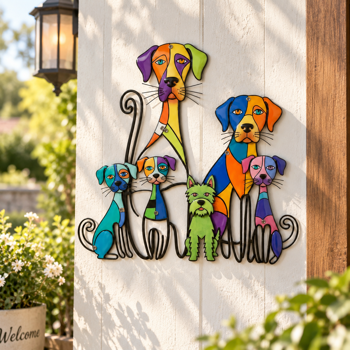 🐶Colorful Dog Family Metal Wall Decor