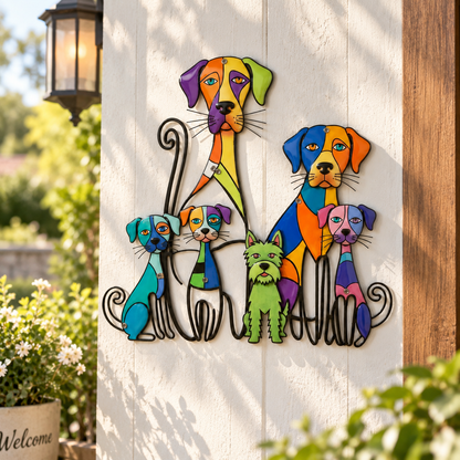 🐶Colorful Dog Family Metal Wall Decor