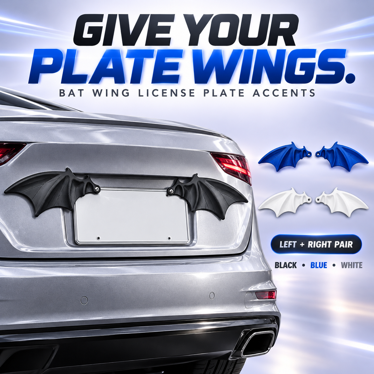🦇 Bat Wing License Plate Decoration – Give Your Car a Bold Custom Look