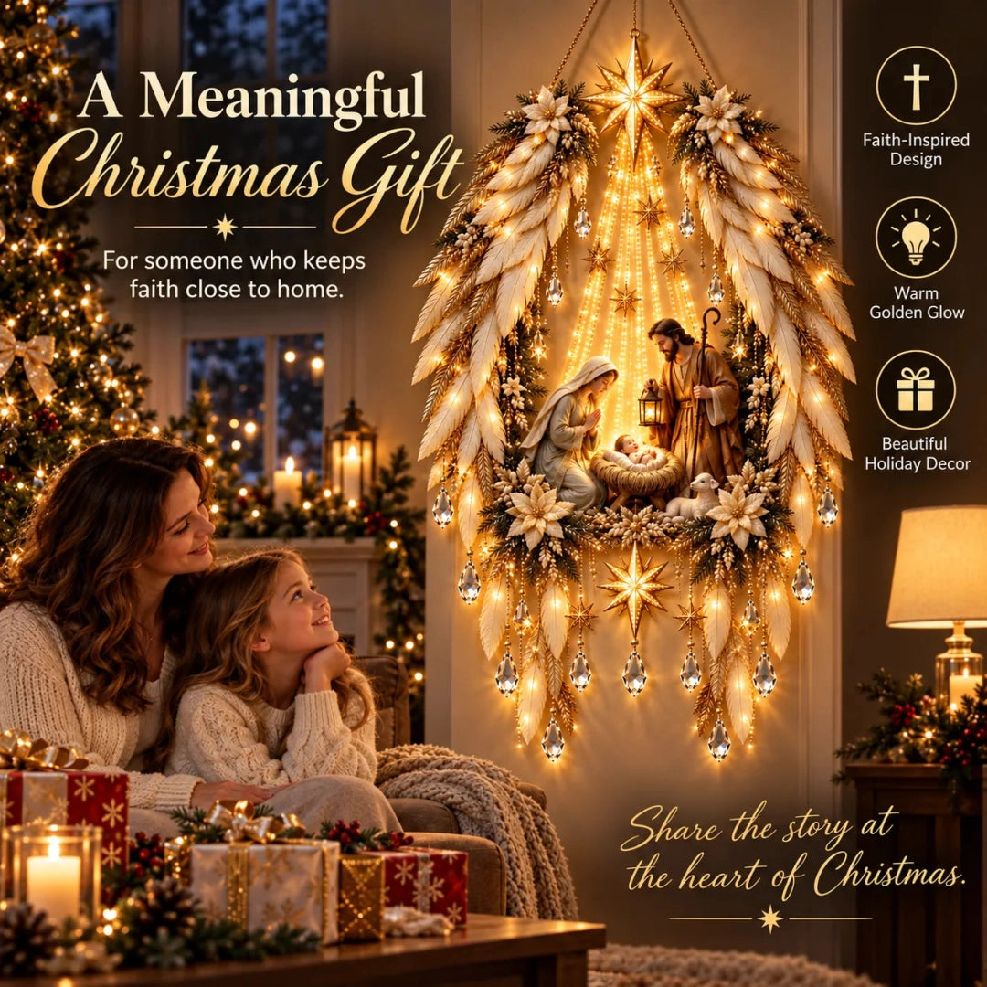 ✨Hot sales✝️ 3D Heavenly Angel Wings Nativity Light✨ – Lighted Christmas Wall Decor ✈️