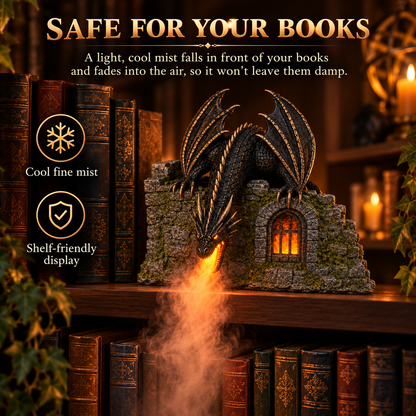 Dragon Castle Mist Humidifier – Glowing Flame Effect, Illuminated Castle Window & 6-Hour Mist Display