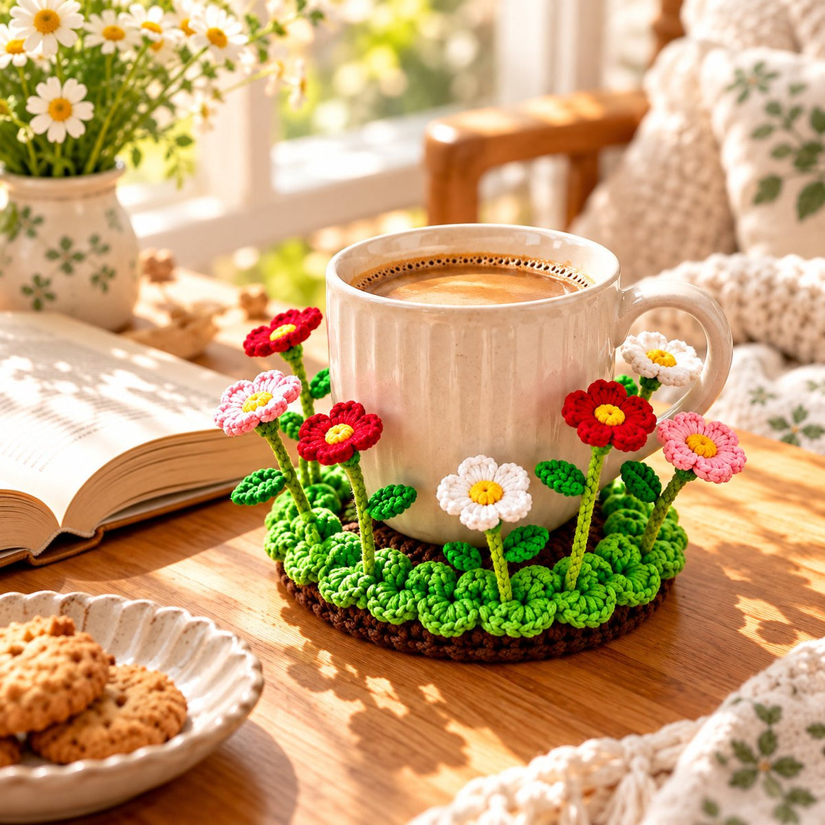 🌸49% OFF🌸Handmade Crochet Floral Coaster | Everlasting Table Art 🌸