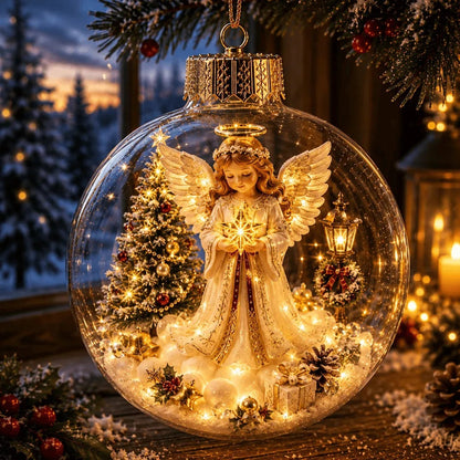 🎄 Lighted 3D Christmas Globe Ornament – Warm LED Mini Winter Scene Holiday Decor