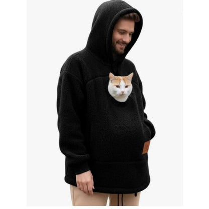 Sherpa Pet Carrier Hoodie with Cozy Kangaroo Pouch for Small Cats & Dogs