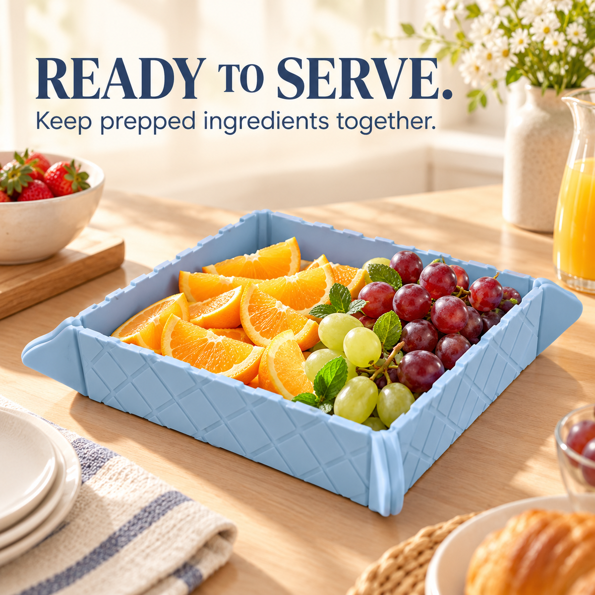 🔥Last Day 50% OFF –🥗 2 PCS Foldable Silicone Cutting Mat & Serving Tray