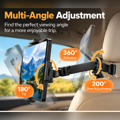 Car Headrest Tablet & Phone Holder – 360° Rotating Adjustable Mount for Kids & Road Trips