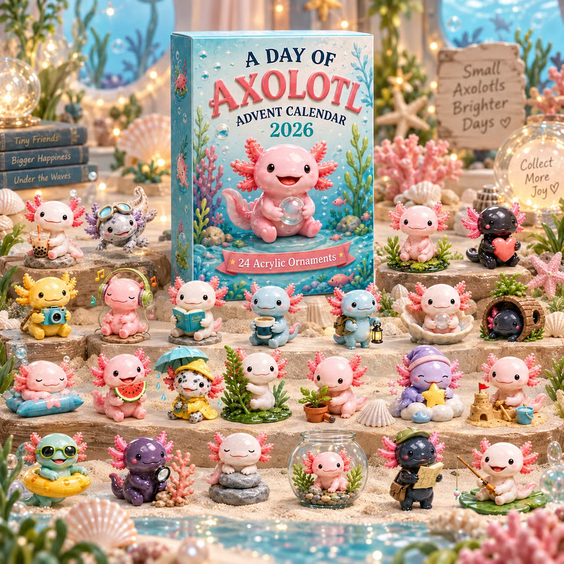 Axolotl Advent Calendar 2026 – 24-Day Christmas Countdown Gift with Collectible Acrylic Charms