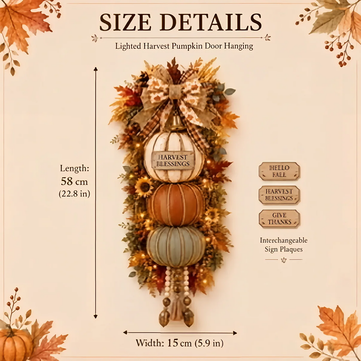 🎁 Last Day 50% OFF✨-🎄Lighted Stacked Pumpkin Fall Door Decorfor Cozy Autumn Home Entryway Charm 🍂