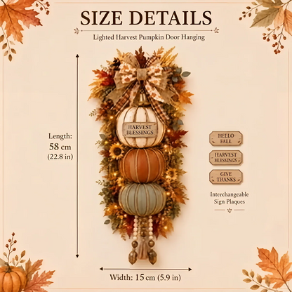🎁 Last Day 50% OFF✨-🎄Lighted Stacked Pumpkin Fall Door Decorfor Cozy Autumn Home Entryway Charm 🍂