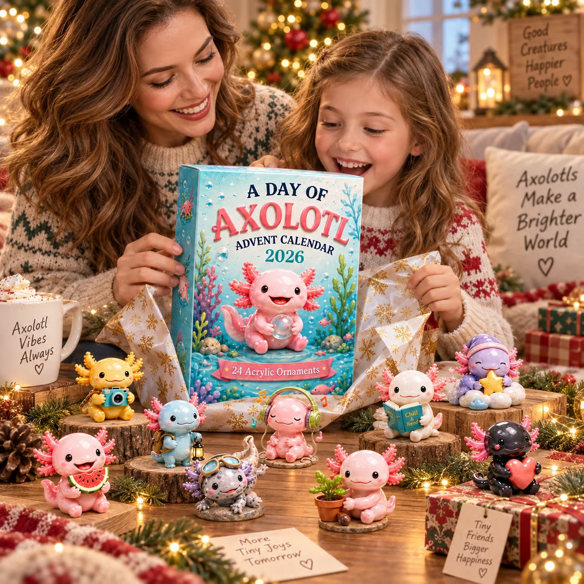 Axolotl Advent Calendar 2026 – 24-Day Christmas Countdown Gift with Collectible Acrylic Charms