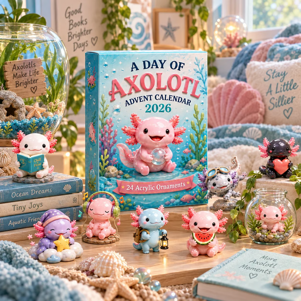 Axolotl Advent Calendar 2026 – 24-Day Christmas Countdown Gift with Collectible Acrylic Charms