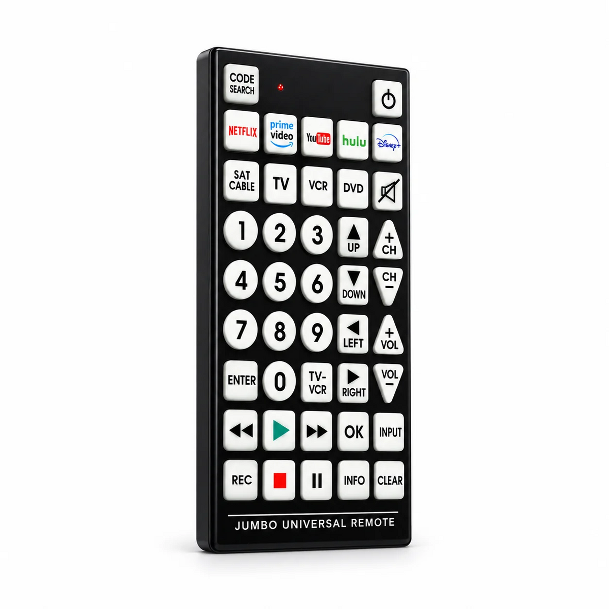 Large Button Universal TV Remote with Glow-in-the-Dark Controls