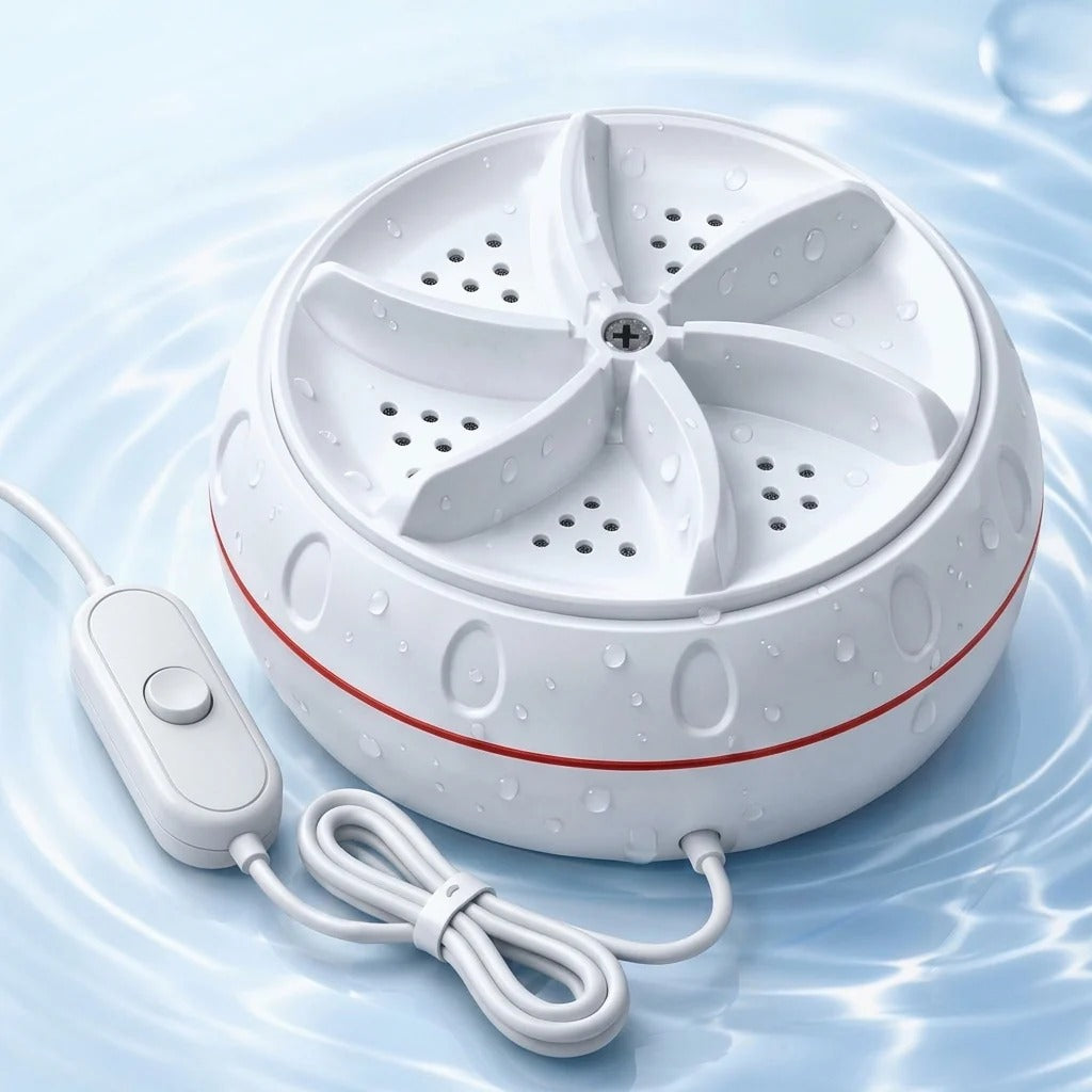 Portable Cordless Mini Washer – USB Rechargeable Ultrasonic Cleaning Disc with 4 Power Modes for Small Laundry & Dishes