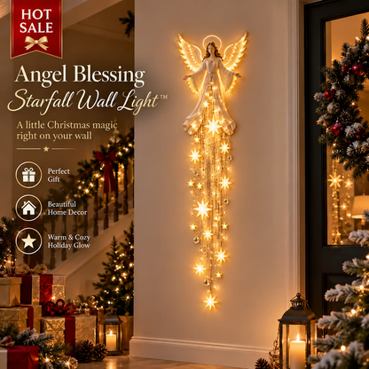 Angel Blessing Starfall Wall Light – Heavenly Christmas Wall Decor