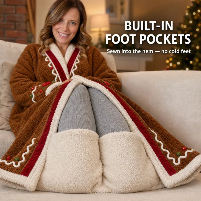 Ginger Robe built-in foot pockets sewn into the hem