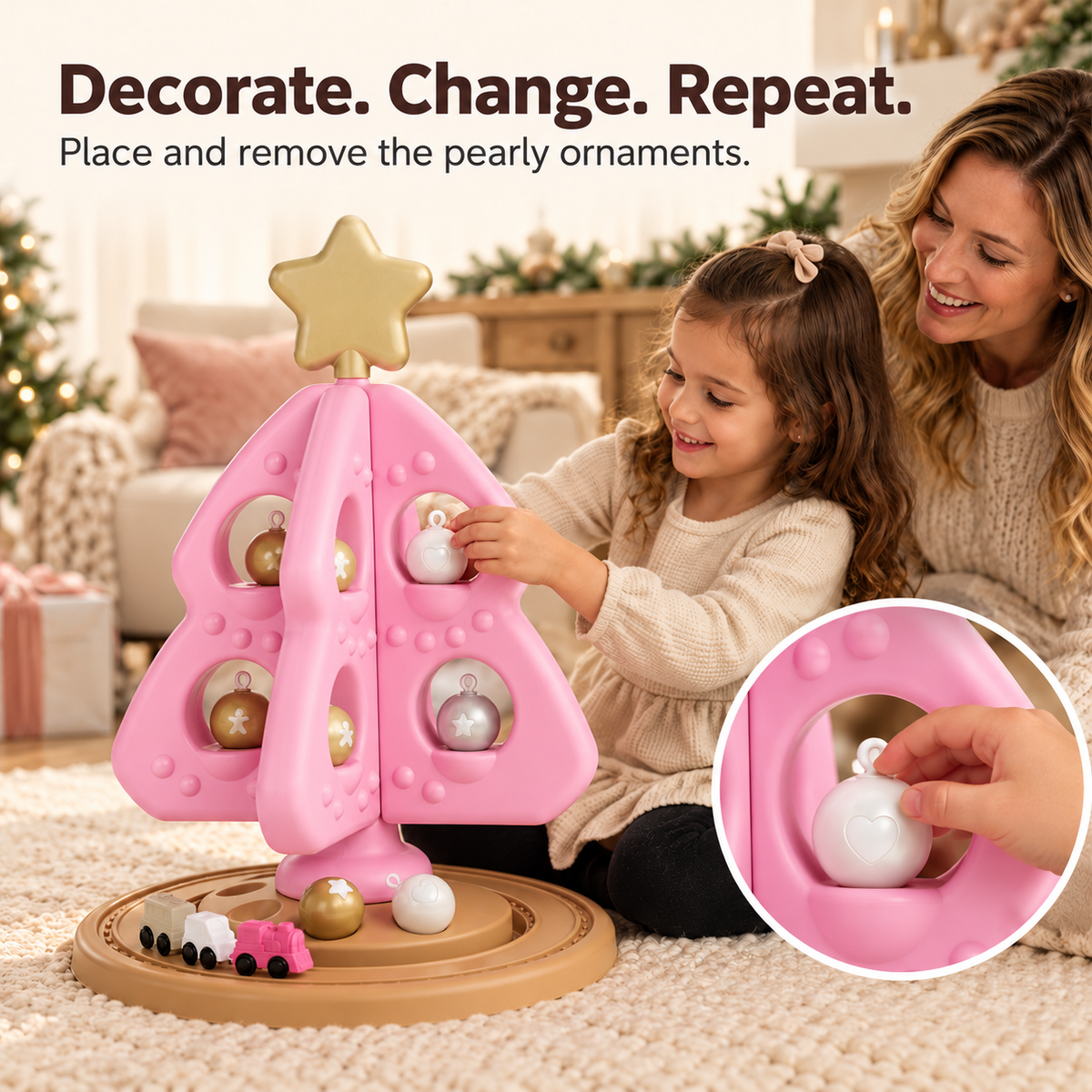My First Christmas Tree Stacking and Sorting Toys - Pink 12pc