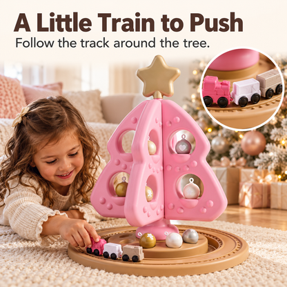 🔥Last Day 50% OFF –🌲Pink Christmas Tree Decorating Playset for Kids – Removable Ornaments & Mini Train