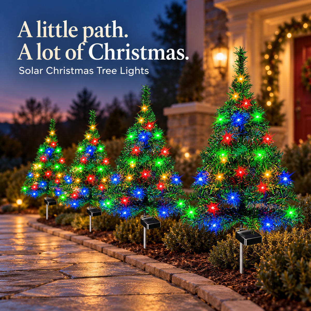 🔥Last Day 50% OFF – 🎄 Solar Christmas Tree Pathway Lights – Multicolor 2 & 4 Packs