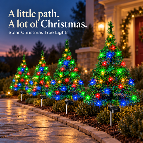 🔥Last Day 50% OFF – 🎄 Solar Christmas Tree Pathway Lights – Multicolor 2 & 4 Packs