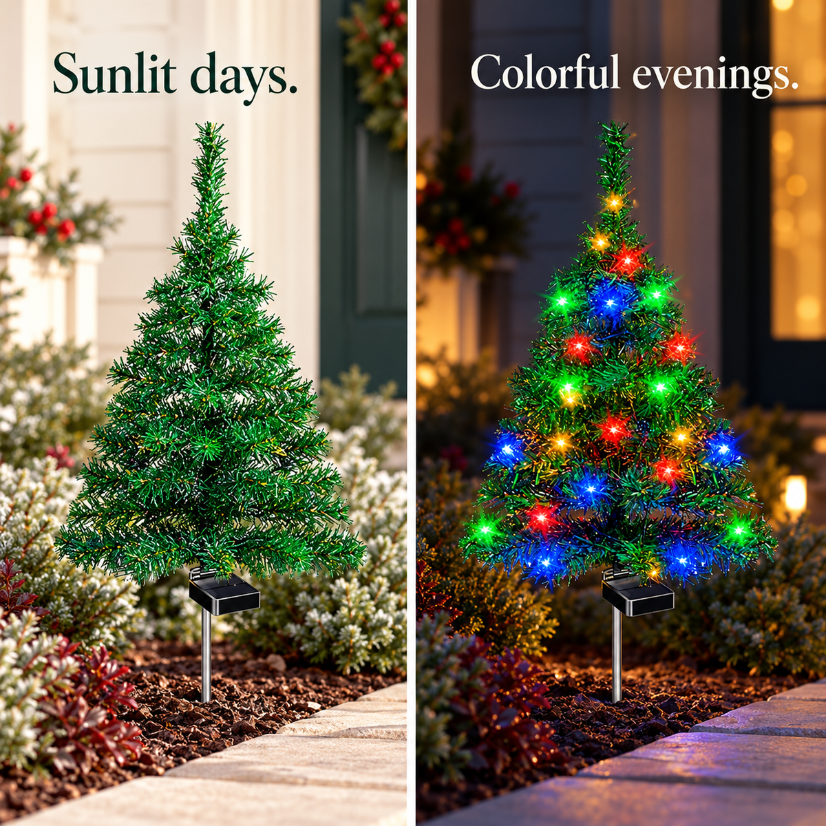 🔥Last Day 50% OFF – 🎄 Solar Christmas Tree Pathway Lights – Multicolor 2 & 4 Packs