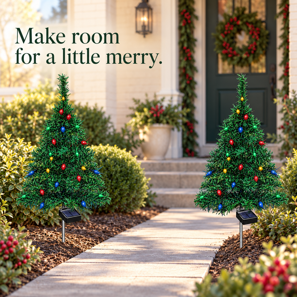 🔥Last Day 50% OFF – 🎄 Solar Christmas Tree Pathway Lights – Multicolor 2 & 4 Packs