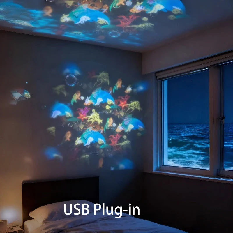Ocean Dynamic Rotating LED Projector Light, 360° Rotating Ocean Wave Night Projection Night Light, Multi-Angle Projection Base, for Meditation, Bedroom, Home Theater Brand